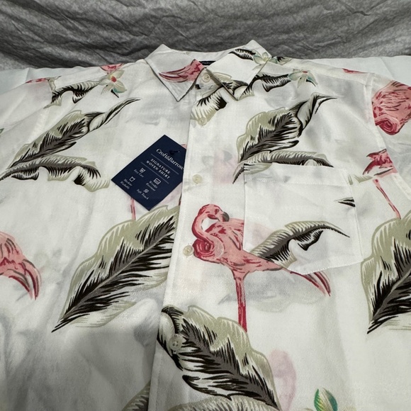 cream polo shirt brand croft & barrow size m with floral design - Picture 3 of 6